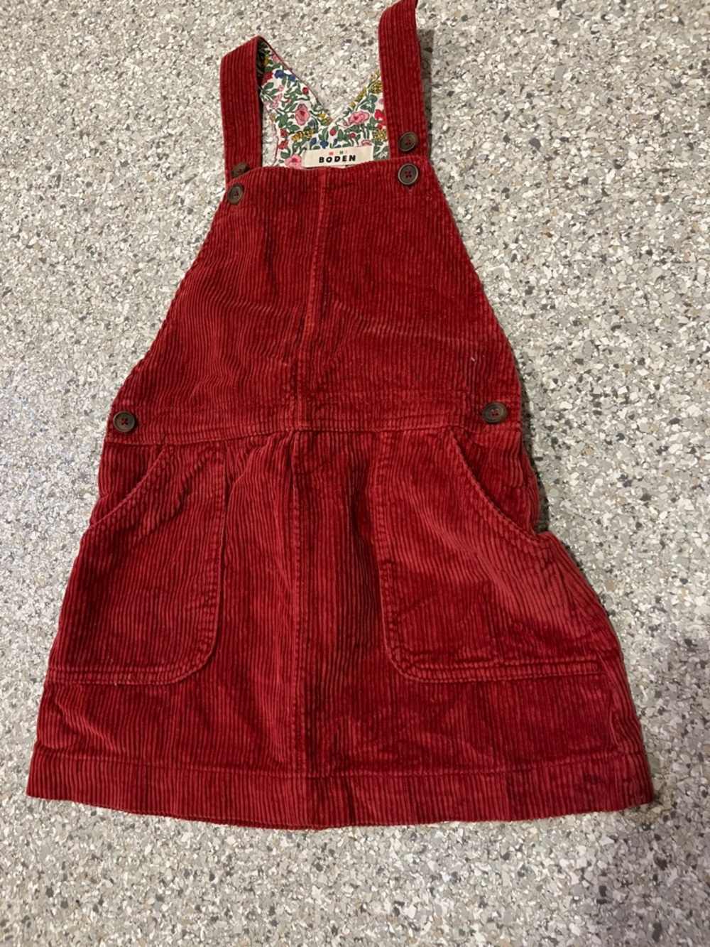 Boden Deep Red Corduroy Overall Pinafore